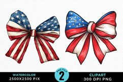 Watercolor Coquette 4th Of July Bow PNG Clipart Product Image 1
