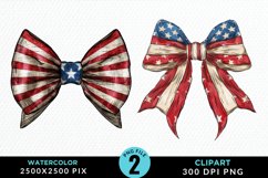 Watercolor Coquette 4th Of July Bow PNG Clipart Product Image 1