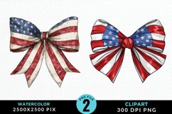Watercolor Coquette 4th Of July Bow PNG Clipart Product Image 1