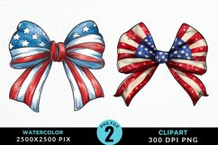 Watercolor Coquette 4th Of July Bow PNG Clipart Product Image 1