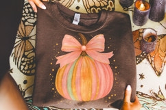 Fall Coquette Pumpkin PNG, Pumpkin Fall Bow PNG, Autumn PNG Product Image 1
