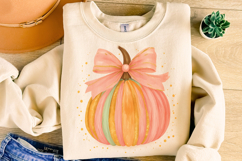 Fall Coquette Pumpkin PNG, Pumpkin Fall Bow PNG, Autumn PNG Product Image 4
