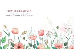 Coral Anemones &amp; Green Herbs - Watercolor Product Image 7