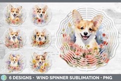 Bundle of six Wild Flowers Corgis Wind Spinner designs.