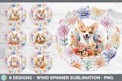 Bundle of six Wild Flowers Corgis Wind Spinner designs.