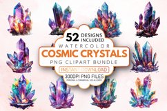 Watercolor Cosmic Crystals Clipart Bundle Product Image 1