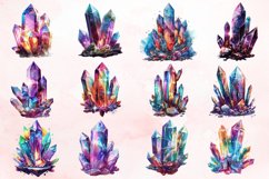 Watercolor Cosmic Crystals Clipart Bundle Product Image 2