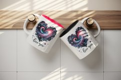 Watercolor cosmic heart stars galaxies Love You quote Valentine Day print 20 oz tumbler skinny mug wrap clipart t-shirt sublimation printable design