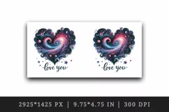 Watercolor cosmic heart stars galaxies Love You quote Valentine Day print 20 oz tumbler skinny mug wrap clipart t-shirt sublimation printable design