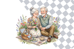 Cottagecore Elderly Couples Clipart Bundle | PNG Grandparent Product Image 2