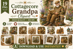Cottagecore Grandpa Clipart | 19 PNG Rustic Bundle Product Image 1