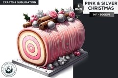 Pink &amp; Silver christmas log dessert clipart PNG Product Image 1