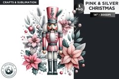 Cottage core Pink &amp; Silver Nutcracker clipart PNG Product Image 1