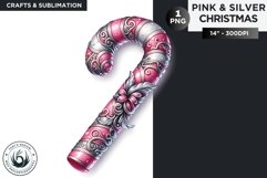 Pink &amp; Silver christmas sugar cane clipart PNG Product Image 1