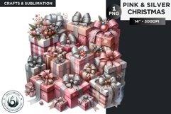 Pink &amp; Silver Christmas Gifts clipart PNG Product Image 1