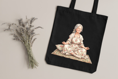 Yoga Grandma Clipart Bundle | 28 Watercolor Cottagecore PNG Product Image 3