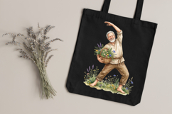 Yoga Grandpa Clipart Bundle | 20 Watercolor Cottagecore PNG Product Image 3