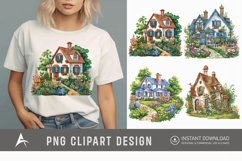 Watercolor Country House With Flower Garden Clipart Product Image 1
