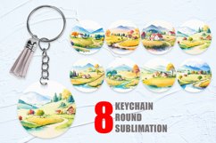 Keychain Watercolor Countryside scenes landscape Product Image 1