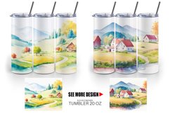 Watercolor Countryside scenes landscape | Tumbler Product Image 2
