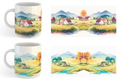 Watercolor Countryside scenes landscape | Mug sublimation Product Image 2