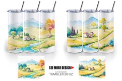 Watercolor Countryside scenes landscape | Tumbler Product Image 3