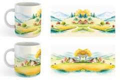 Watercolor Countryside scenes landscape | Mug sublimation Product Image 3