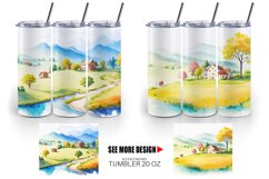 Watercolor Countryside scenes landscape | Tumbler Product Image 4