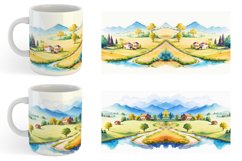 Watercolor Countryside scenes landscape | Mug sublimation Product Image 4