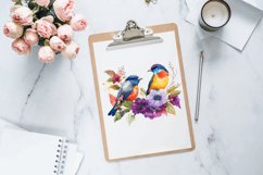 Watercolor Couple Bird Flower Clipart Bundle,digital scrapbooking,digital illustration,clip art bundle,paper crafting,card making set,digital clipart,printable wall art,canvas surfaces,stencils templates,flamingo clipart,pink wading bird art,flamingoes cl