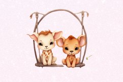 Couple Baby Animals in Swing Watercolor Sublimation Clipart Product Image 6