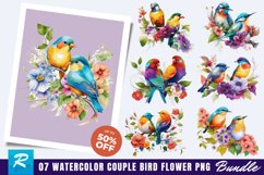 Watercolor Couple Bird Flower Clipart Bundle,digital scrapbooking,digital illustration,clip art bundle,paper crafting,card making set,digital clipart,printable wall art,canvas surfaces,stencils templates,flamingo clipart,pink wading bird art,flamingoes cl