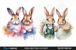 Bunny Couples,Animals Love,Nursery Clipart,Nursery Bunnies,Children Clipart,Floral Bunnies,Premade Clipart,Floral Clipart,Watercolor Bunnies,Watercolor Clipart