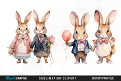 Bunny Couples,Animals Love,Nursery Clipart,Nursery Bunnies,Children Clipart,Floral Bunnies,Premade Clipart,Floral Clipart,Watercolor Bunnies,Watercolor Clipart