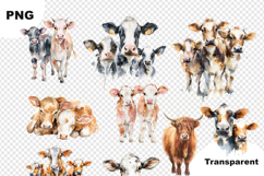 Watercolor Cow Clipart Funny Farm Cow Characters PNG Product Image 5