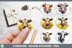 Bundle of six Watercolor Stickers designs.