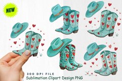 Watercolor Cowgirl Valentine Clipart PNG Product Image 1