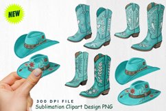 Watercolor Cowgirl Valentine Clipart PNG Product Image 1