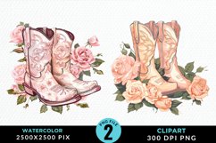 Watercolor Cowgirl Boots Clipart Bundle Product Image 4