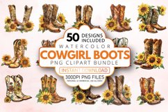 Watercolor Cowgirl Boots Clipart Bundle Product Image 1