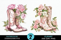 Watercolor Cowgirl Boots Clipart Bundle Product Image 2
