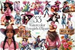 Watercolor Cowgirls Clipart Sublimation Product Image 1