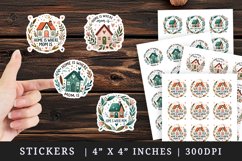 Watercolor cozy house sparkles leaves Home is Where Mom is quote Mothers Day mama print sticker sheet stickers printable sublimation design png