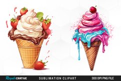 Watercolor Ice Creams Cone Clipart Bundle Product Image 2