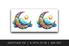 Watercolor crescent moon star Ramadan islamic religion muslim Ramadhan print 20oz tumbler skinny mug wrap clipart t-shirt sublimation printable design