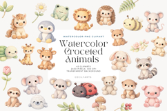 Watercolor Crochet Animals Cliparts Product Image 1
