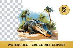 Watercolor crocodile Clipart , Animal Sublimation PNG Product Image 1