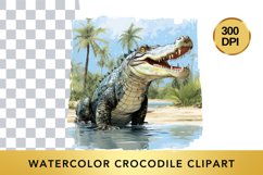 Watercolor crocodile Clipart , Animal Sublimation PNG Product Image 1