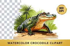Watercolor crocodile Clipart , Animal Sublimation PNG Product Image 1