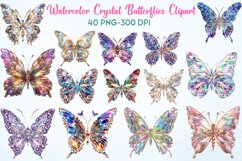 Watercolor Crystal Butterflies Clipart Bundle Product Image 1